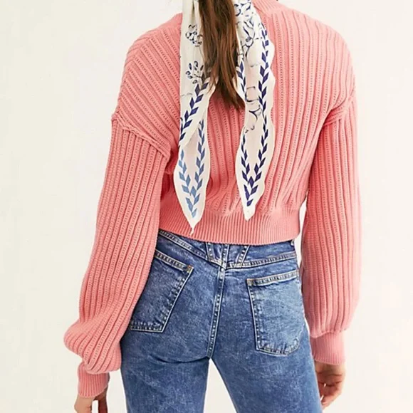 Free people all yours knit cardigan in pink - Picture 2 of 9